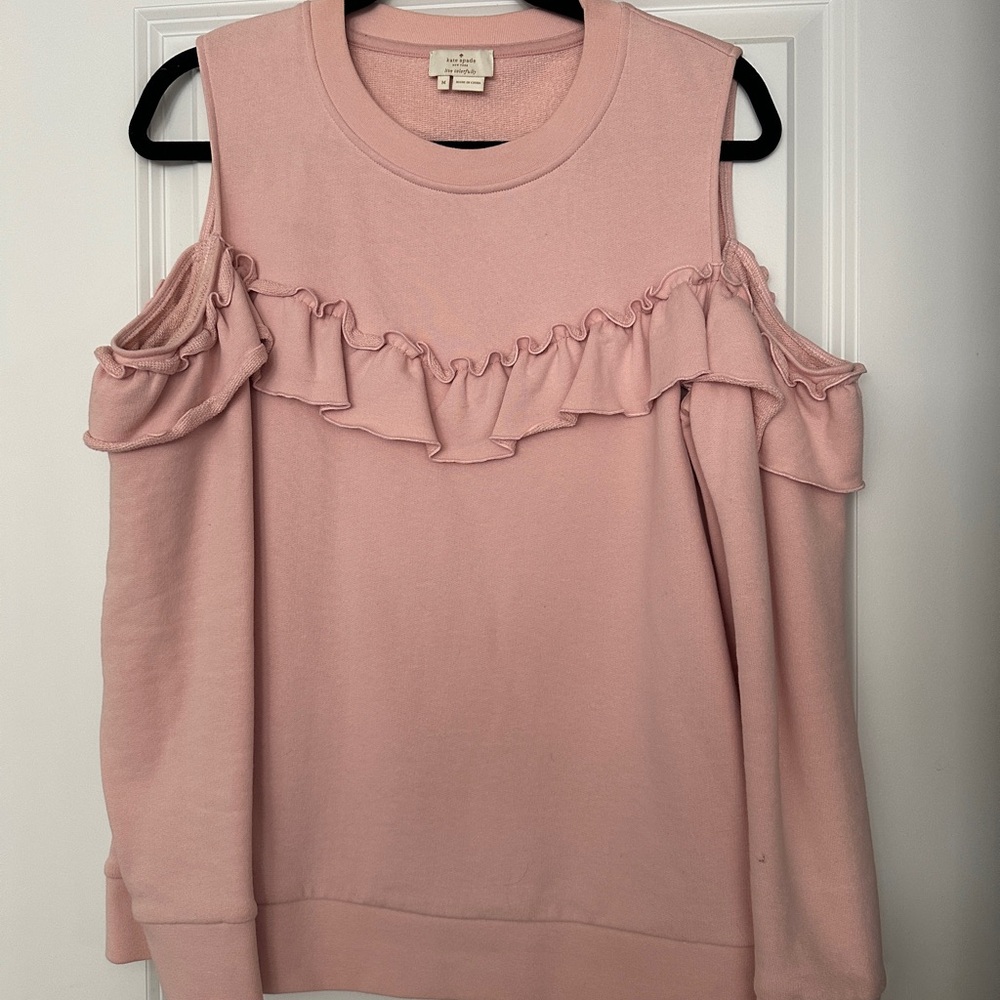 Pink Ruffle Cold Shoulder Top